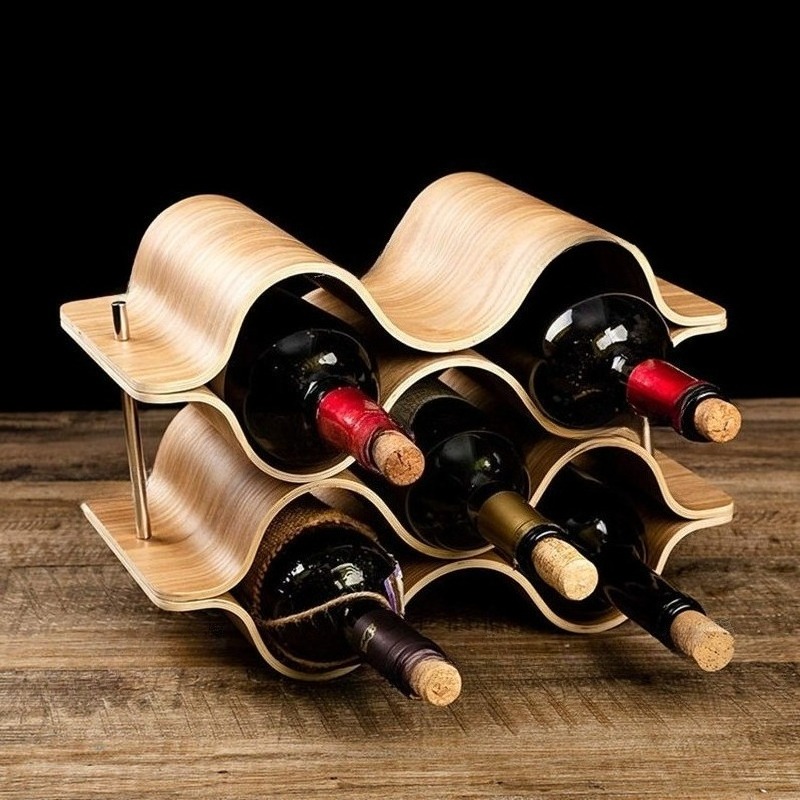 Wine Beer Rack - Golvende wijnfleshouders Houten wijnrek Elegante moderne