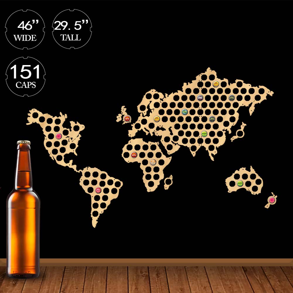 Craft Beer & Wine U- - Creatieve Houten Ambachten Wereldkaart Fles Bier