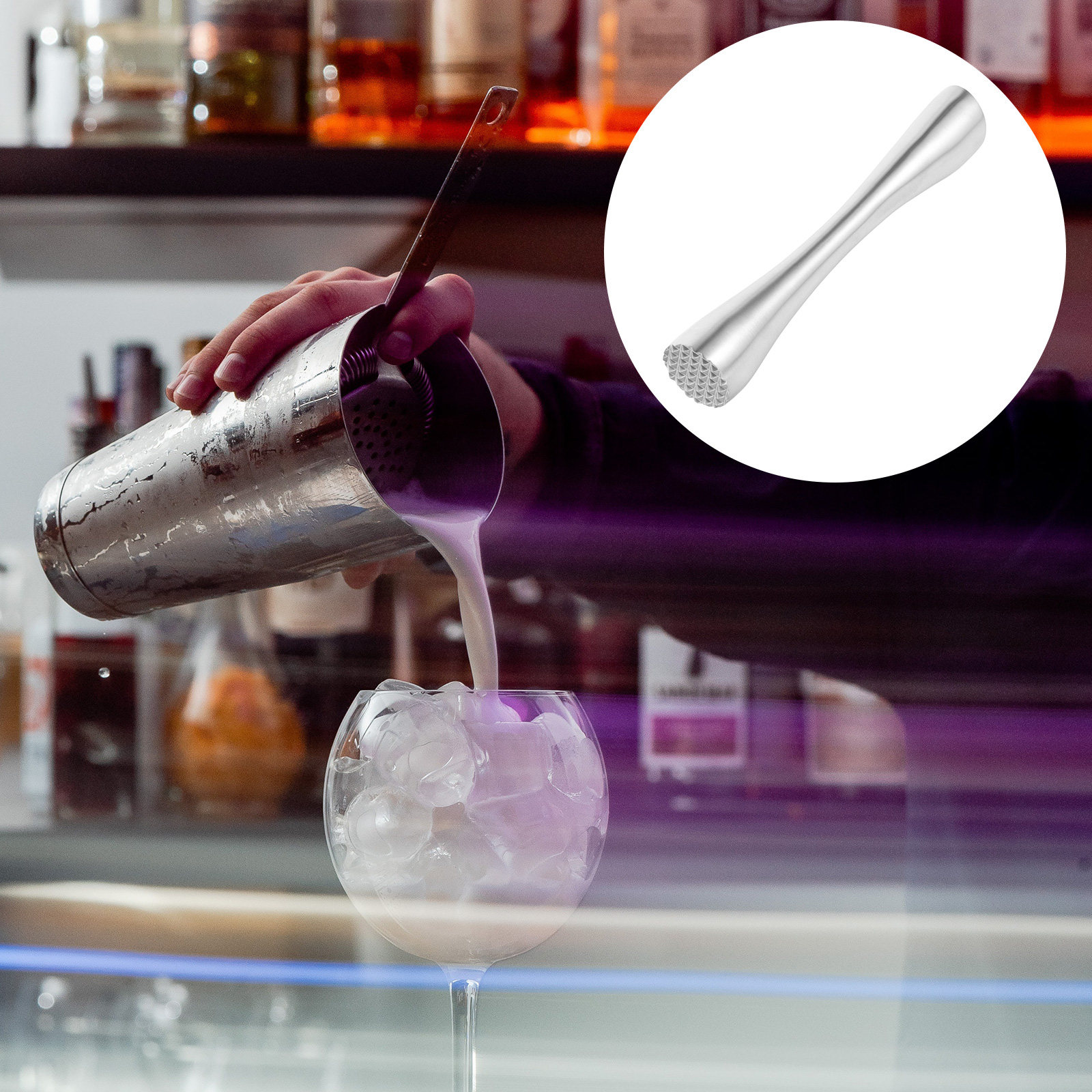 Muddler Cocktail Bar - Professionele roestvrijstalen ijsmudder met ergonomisch handvat