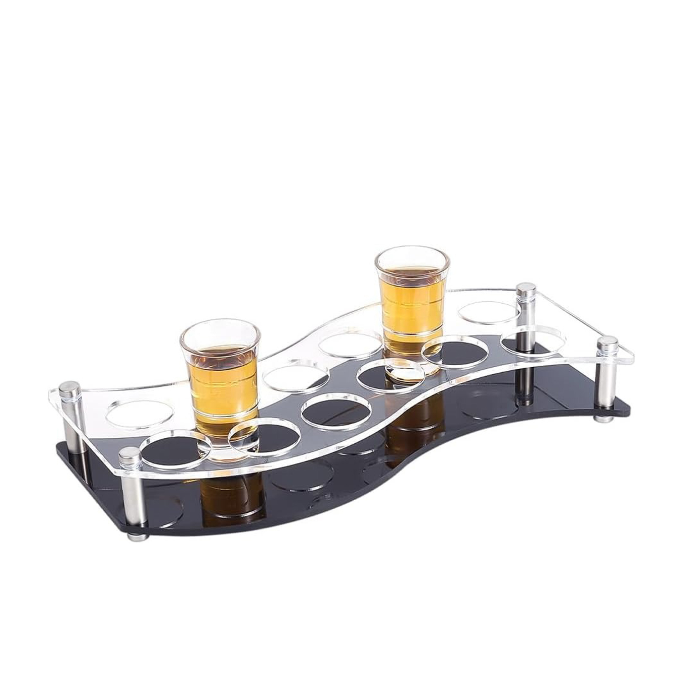 Wine Beer Rack - 12-delige shotglazenhouder, 3,8 cm gaten, serveerplateau