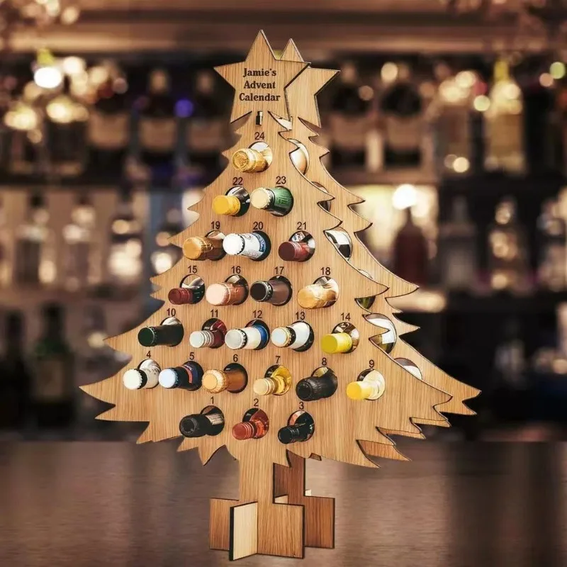Craft Beer & Wine U- - Kerstboom Houten Wijnrek Ambachtelijke Decoratie Kerst