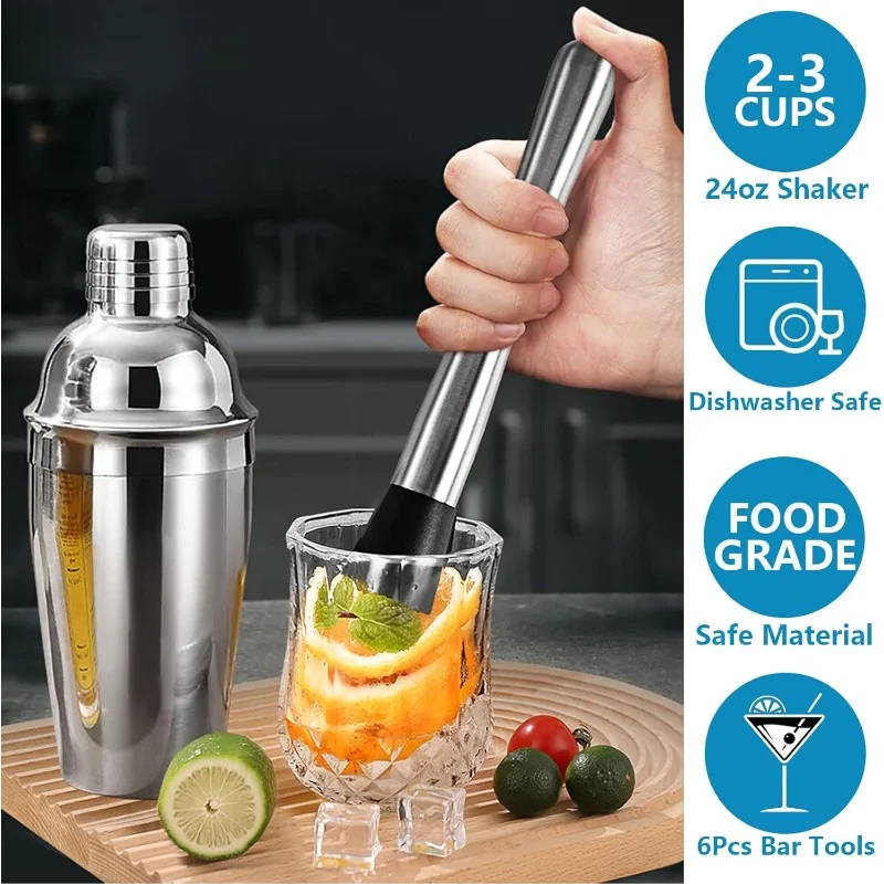 RVS Cocktail Shaker Set met 75 - Muddler Cocktail Bar recensie en prijs